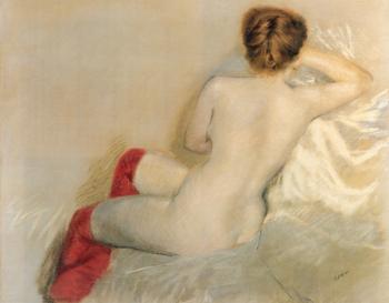 Giuseppe De Nittis : Nudo con le Calze Rosse